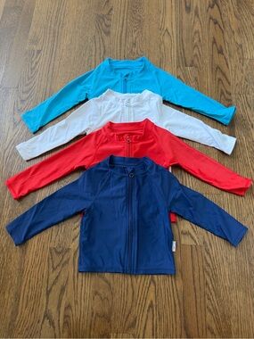 SwimZip UPF 50+ Long Sleeve Zipper Rash Guard Swim Shirt Set, size 12-18M